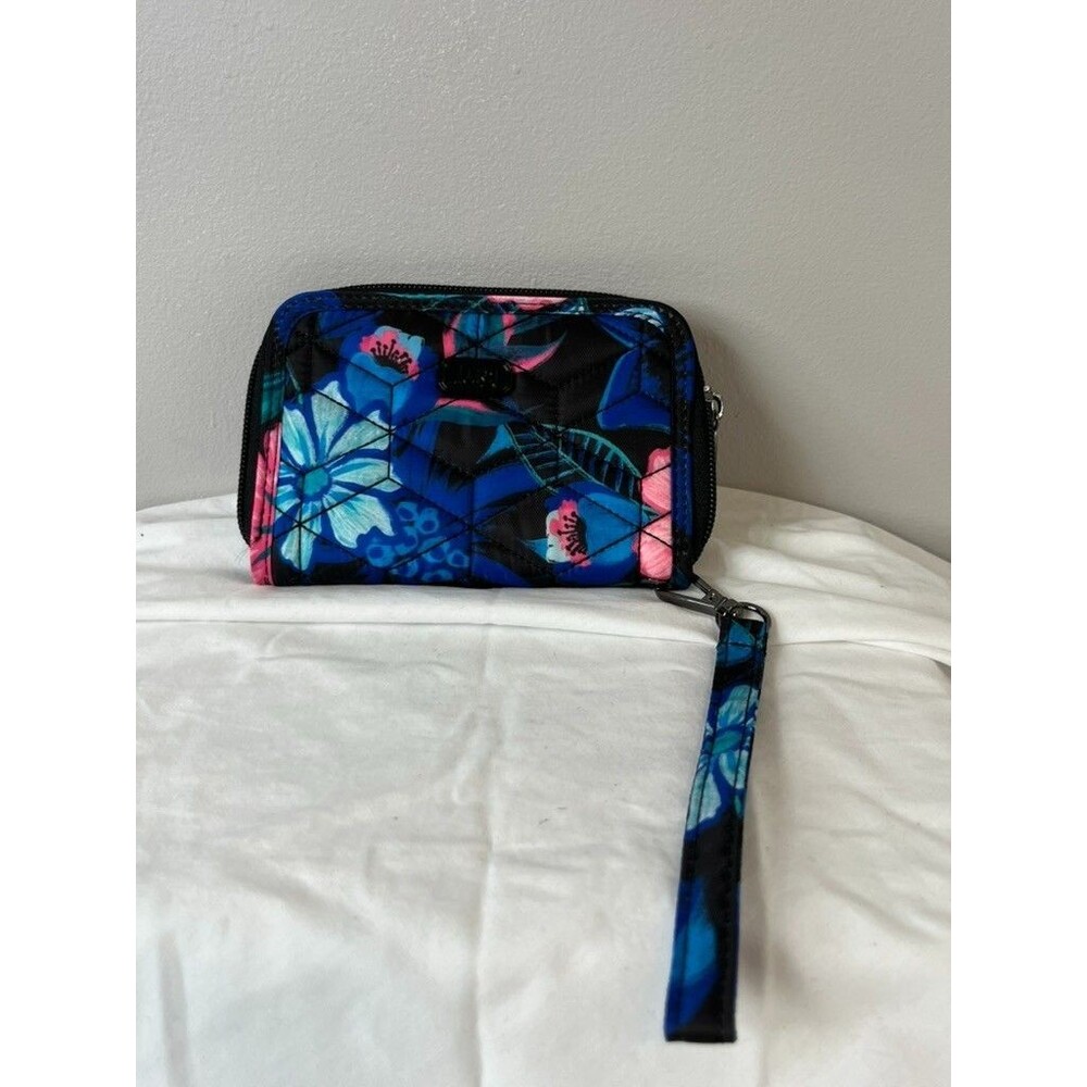 Lug Resort Rodeo floral zip wallet wristlet blue pink